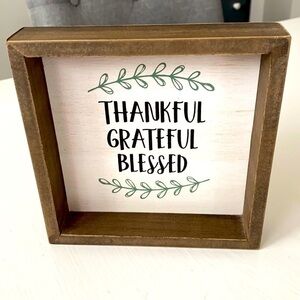 Magnolia Thankful Grateful Blessed Rustic Farmhouse Wood Sign Decor Display